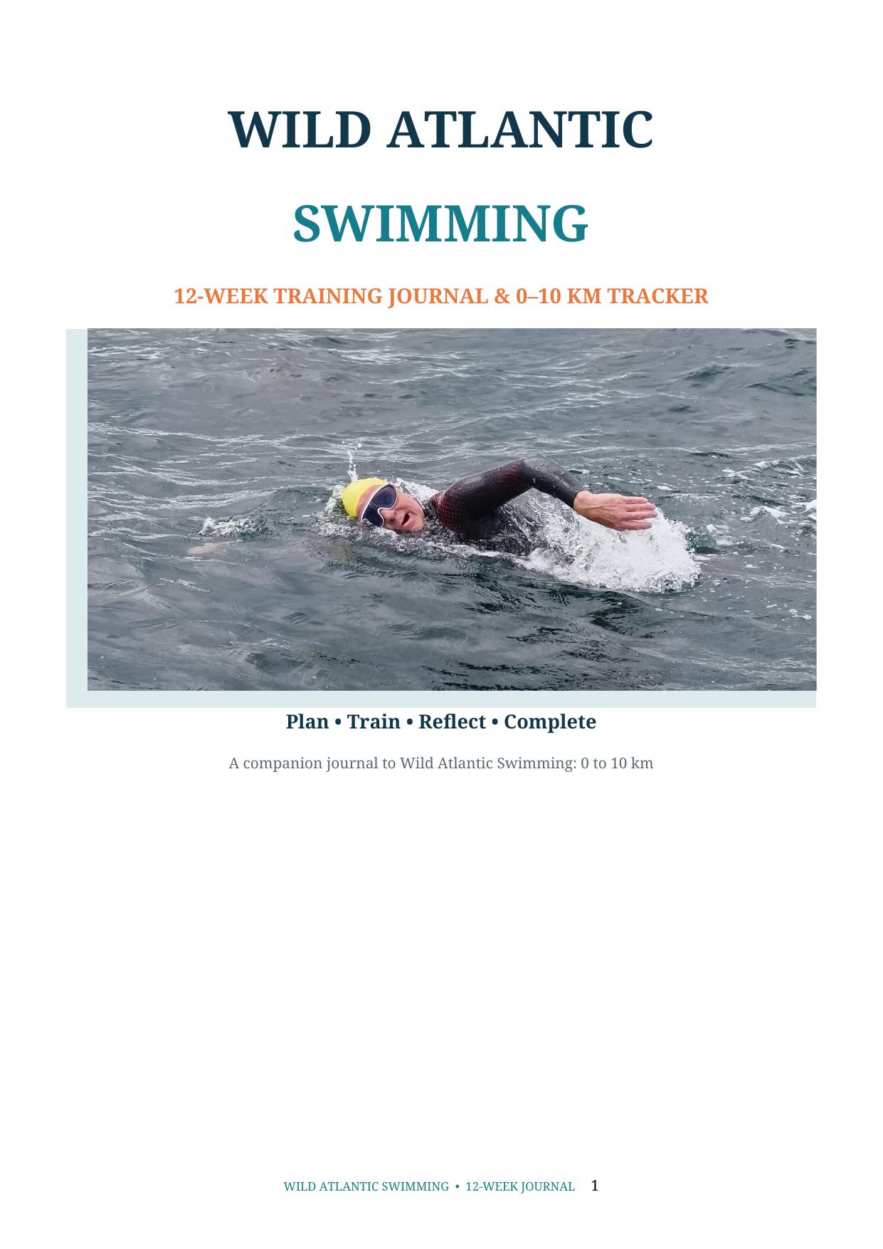 Cover of the Wild Atlantic Swimming 12-Week Training Journal and 0 to 10 km Tracker